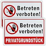 FLEXNOVA 2 Stück 30×20cm Privatgrundstück Schilder,Privatgrundstück Betreten Verboten Schild mit Löchern, Verbotsschild Aluminium Klein,Beschilderung,Hinweisschild für Durchgang Privat