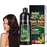 Virecose 500ml Haarfärbeshampoo Dunkelbraun für Graues Haar, Hair Dye Shampoo, Instant-Haarfärbeshampoo Grauhaar-Überdeckung für Männer und Frauen