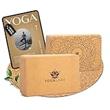 YOGALABS® Premium 1er Set Yoga Block (22,5x15,0x7,5) aus nachhaltigem Natur-Kork hautfreundlich - Yogablock & Meditation Zubehör für Rücken, Streching & Sitzen rutschfest - Yoga-Blöcke schadstofffrei