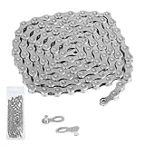 Fahrradkette 10-Gang, 1/2 x 11/128 Zoll, Silber, Spezieller Stahl, fahrradkette 10 fach, für Rennrad, Sportbike, Mountainbike, langlebige Bicycle Chain, kompatibel mit verschiedenen Fahrradtypen