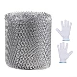 Feegow Aluminium-Dachrinnenschutz, erweiterbares Filtersieb, Laubsieb, 6 m Länge, Dachrinnennetz mit Handschuhen für Schmutz-, Schlamm- und Schmutzschutz, 12,7 cm x 6 m