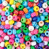1500 Stück Perlen zum Auffädeln,I LOVE MOM DIY Pony Beads 6x9mm mit 24 Farben Bunte Bastelperlen,Fädelperlen mit Großem Loch,Bunte Großem Loch für Schmuck,Auffädeln Armbänder Basteln