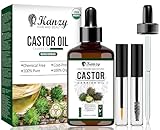Kanzy Rizinusöl Bio Kaltgepresst 100% Rein, 50ml Organic Castor Oil for Hair Growth Natürlich Rizinus Öl für Körper, Haare, Nägel, Wimpern, Augenbrauen
