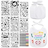 BOOMTOP Französisch 8pcs Baby Lätzchen zum Bemalen Dreieckstuch Babylätzchen Baumwolle mit 8 Malschablonen und 13 Stifte