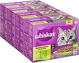 Whiskas Senior 7+ Katzennassfutter Gemischte Auswahl in Sauce, 48 Portionsbeutel, 12x85g (4er Pack) – Hochwertiges Katzenfutter nass, für Katzen ab 7 Jahren und älter