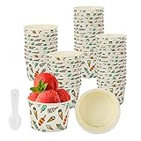 Guaksxi 50 Stück Einweg Kuchenbecher 125ML Papier Eisbecher Becher mit Löffel Einweg Dessertschale Eisbecher Dessertbecher Eisschalen für Kinder, für EIS, Dessert, Fingerfood (Weiß-S 125ML)