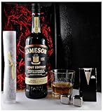 Geschenk Jameson Caskmates stout Edition irischer Whiskey + Original Whisky Glas + 2 Whisky Kühlsteine