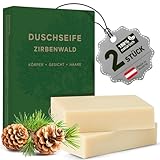 larum sports feste Duschseife Männer Zirbenwald – festes Duschgel – Seife für Haare, Körper, Gesicht – festes Shampoo – Herren Naturseife – 2x Bio Seife Stück à 85g