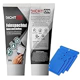 Feinspachtel weiß 300g mit Spachtelset innen & aussen - Wand & Decke Fertigspachtel, Bohrloch- & Rissfüller, Spachtelmasse zum reparieren & ausbessern - schnelltrocknend, überstreichbar - D.60W