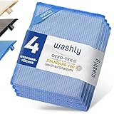 washly Geschirrtücher (4er Set, 60x40 cm, blau) Hochwertige Microfaser Geschirrhandtücher in Spitzenqualität - saugstark, fusselfrei und streifenfrei – Waffeltücher für Küche & Handtücher (Blau)