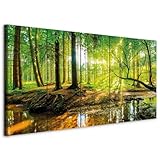 B&D XXL - Akustikbild Wald 225x90 cm 5 tlg Bilder Akustikschaum Schallschutz Kunst Akustikpaneele Wandpaneele Schalldämmung Wandbild Schallabsorber Akustikplatten Landschaft Natur c-B-0241-b-m