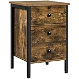 Yaheetech Nachttisch Nachtschrank mit 3 Schublade Boxspringbett Nachtkommode Industrie-Design Beistelltisch für Wohnzimmer/Schlafzimmer, Vintagebraun-schwarz