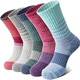 Anlisim Merino Wandersocken für Damen Warme Wollsocken Thermosocken Dick Wolle Wintersocken Atmungsaktiv Arbeitssocken Geschenke Sportsocken Outdoor Socken 5 Paare(Sortiert Streifen,M)