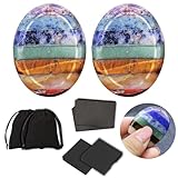 8 Stück Daumen Heilstein Set, Sorgen Stein mit Aufbewahrungstasche, Box, Karte, 7 Chakra Worry Stone, Palmenstein für Meditation und Reiki-Ausgleich, für Liebhaber(Regenbogen)