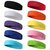 10 Stück Stirnband Herren Damen Stirnband Sport Schweißband Stirn Elastisches Haarband aus Baumwolle