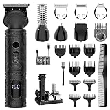 Surker Haarschneidemaschine Set Profi Haarschneider Herren Präzisionstrimmer Barttrimmer Bartschneider Rasierer Herren T-förmiger Trimmer Nasenhaartrimmer Körperhaartrimmer 7 in 1, Schwarz