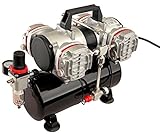 Pro-Lift-Werkzeuge Airbrush Kompressor 4 Zylinder / 6 bar Airbrushkompressor 4l Kessel Mini Kompressor 78l/min 230V Kolbenkompressor Start Stop Automatik