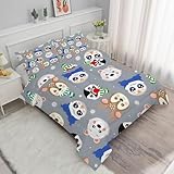 Syhi Qlty Grau Bettdecke 135x200 4 Jahreszeiten Hirsch Kaninchen Ganzjahresdecke Waschbar Cartoon Druck Bettdecke Ohne Bezug - Leichte Wende-Steppdecke Schlafdecke + 2 Kissenbezüge 80x80cmM214