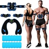 GuKKK EMS Trainingsgerät, EMS Bauchmuskeltrainer, 6 Modi & 19 Intensitäten,Elektrisch Muskelstimulationsgeräte,USB Wiederaufladbar EMS Bauchtrainer Ganzkörper ABS/Bauch/Arm/Bein/Po Trainer