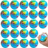 Loppdece 24 Stück Stressball Globus Klein, 6,35 cm Stressabbaubälle, Weicher Globus Schaumstoff Stressball Spielzeug, Antistressball Welt Stressbälle für Kinder Erwachsene Fingerübungen Partygeschenke