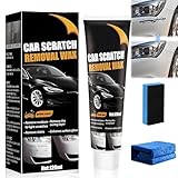 Auto Kratzer Entferner, 120ml Kratzerentferner für Fahrzeuge, Blitzentferner für Fahrzeuge, Auto Politur Set für Tiefe Kratze, mit Schwämme und Handtücher, Auto Kratzer Reparaturpaste Schnell