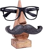 Ajuny Handgefertigter Brillenhalter aus Holz von – Brillen Ständer im Schnurrbart Design aus Holz für Brillen Sonnenbrillen Schutzbrillen Organizer für Büro Schreibtisch Heimdekoration Geschenke