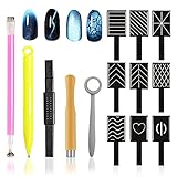 WishesMar 14 Stück Nail Art Werkzeug Magnetstift DIY Magic 3D Magnet Stick Set Verwendung mit Cat Eye Gel Pulver oder Nagellack - Magnetische Stift Katze Eye Pen für Ideal Katzenaugen Magische Effekt