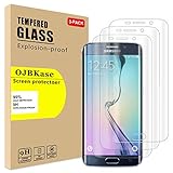 OJBKase [3 Stück Hartglas, kompatibel mit Samsung Galaxy S6 Edge, Displayschutzfolie, blasenfrei, ultra strapazierfähig, Härtegrad 9H, 3 Stück