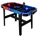 Carromco Airhockey Spieltisch Aurora-XT groß, Air Hockey Kinder/Erwachsene, Airhockey Tisch LED mit Luft 131x62x79 cm, für 2 Spieler ab 7 Jahren inkl. LED-Airhockey Pusher & Pucks