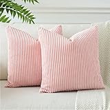 JOTOM 2er Set Cord Kissenbezüge Kissenhülle Dekorative Zierkissen Sofakissen Couchkissen Dekokissen Kissenbezug Deko Kissenhülle für Sofa Wohnzimmer 40x40cm Rosa