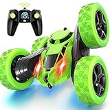 MidiVix Ferngesteuertes Auto, 90 Min Spielzeit, 2.4Ghz Doppelseitig 360° drehbare RC Stunt Crawler mit Scheinwerfern, 4WD Off Road Drift RC Auto Spielzeug Geschenke für Jungen 6-12 Grün