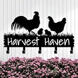 Riaeelvs Individuelle Hühnerfamilie Metall-Wandhaken mit 4–11 Haken, personalisierter Schlüsselhaken für Huhnfarm, Schlüsselhalter aus Metall für Flur, Küche, Bad, Garage, Bauernhaus-Dekor