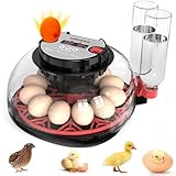 FUNTEN Inkubator Brutmaschine für 12-24 Eier mit automatischer Eierwende, Feuchtigkeitskontrolle und Inkubatoren für Eierkerzen zum Schlüpfen von Eiern