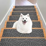 Neuytiky Stufenmatten 15 Stück, Anti-Rutsch Treppenstufen Matten, Selbstklebend Stufenmatten 76x20 cm, für Innenbereich, Stufenteppich Teppich-Treppenstufen