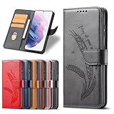 Handytasche für iPhone 16 Pro Handyhülle Hülle Case Weizen Leder Tasche Flipcase Cover Silikon Schutzhülle Skin Ständer Klapphülle Schale Bumper Brieftasche schwarz