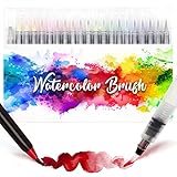 Amteker 24+1 Aquarellstifte Brush Pen Set, Malen, Pinselstifte mit Flexiblen Nylonspitzen, Wasserfarben Stifte Mädchen, Mädchen Geschenk 6-11 Jahre