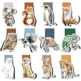 AMFUN 12 Stück Lesezeichen Magnetisch, Süsse Tiere Magnet Lesezeichen, Seitenclips Magnetic Für Schüler, Junge, Mädchen, Buchliebhaber