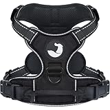 Joytale Hundegeschirr mittelgroße Hunde, reflektierendes Geschirr Hund,luftdurchlässige Hundegeschirr, verstellbares Brustgeschirr mit Griff beim Führen und Training, Schwarz, M