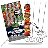 com-four® 16x Schaschlikspieße 22 cm aus Edelstahl - Lange Fleischspieße - Premium Grillspieße, Gemüsespieße im Set für BBQ, Grill, Fleisch, Schaschlik und Gemüse (22cm - 16 Stück)