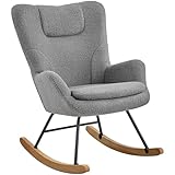 Yaheetech Schaukelstuhl mit Klappbarer Rückenlehne, Gepolsterter Schwingsessel bis 136 kg belastbar, Schaukelsessel fürs Wohnzimmer/Schlafzimmer/Balkon, Relaxstuhl Dunkelgrau