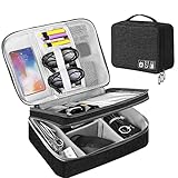 HCFGS Organizer Tasche, Reise Elektronik Etui 3 Schicht Grosse Kapazität Multifunktional Wasserdicht Stoßfest Case für Kabel, ipad, Ladegerät, Handy, Festplatten, Powerbank, etc (Schwarz)