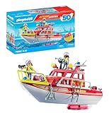 PLAYMOBIL Action Heroes 71598 Feuerlöschboot, Rettungsmission auf dem Wasser, schwimmfähiges Boot mit abnehmbarem Dach und Zubehör, actionreiches Spielzeug für Kinder ab 4 Jahren