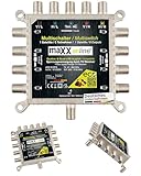 maxx.onLine Multischalter 8 Teilnehmer, 1 Satellit, Quad- & Quattro LNB tauglich, kein Netzteil notwendig, Sat Multischalter, Multiswitch