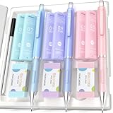Four Candies 0,5 & 0,7 & 0,9 mm Druckbleistift Set, 3 Stück Minenbleistift, 360 Minen HB, 3 Radierer, Mechanische Bleistifte Pastell Stifte Schulsachen Aesthetic School Stuff Clean Girl Stationery