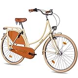 KCP 28 Zoll Citybike Damen Hollandrad - Deritus N3 Creme - Damen-City-Fahrrad mit Shimano Nexus 3 Gang Nabenschaltung und Shimano Nabendynamo, Vintage Damenfahrrad mit Rücktrittbremse