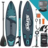 ALLPICK Premium SUP Board Set | Stand Up Paddling Board Aufblasbar | Mit Universal Kamerahalterung | Komplettes Zubehör | Verstellbares Paddel | Anfänger & Fortgeschrittene | Leuchtendes Grün