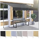 Ikodm Klemmmarkise mit Handkurbel 300cm Grau Balkonmarkise ohne Bohren, UV-beständig 50+ höhenverstellbar Sonnenschutz wasserabweisend, einfache Montage