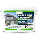 derendo Silikonharz Fassadenfarbe Grau ULTRA Wetterschutz Elefantengrau 10l aussen Fassade Silikonharzfarbe mit Abperleffekt Lotus Blatt Fassadenschutz Schmutzabweisende Silikonharzbeschichtung