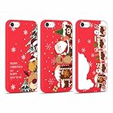 Xylota [3 Stück Weihnachte Hülle für iPhone 7/8/SE 2020/SE 2022 4,7', Handyhülle mit Cartoon Christmas Aesthetic Muster Design Cover, Mädchen Junge Geschenk Case Silikon schutzhülle für iPhone SE