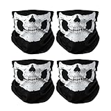 SEFIRST 4 Stück Halstuch Herren, Schlauchschal, Multifunktionstuch Skull Sturmhaube Motorrad Herren, Wärm und Schutztuch Halstuch, Schwarz Face Shield, Halloween Totenkopf Maske Skelett Sturmmaske